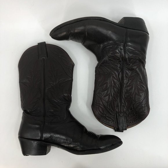 Vtg Nacona Boot Oxblood Leather Flame Stitch Cowboy Western Mens Sz 9.5D Rodeo - Picture 10 of 16